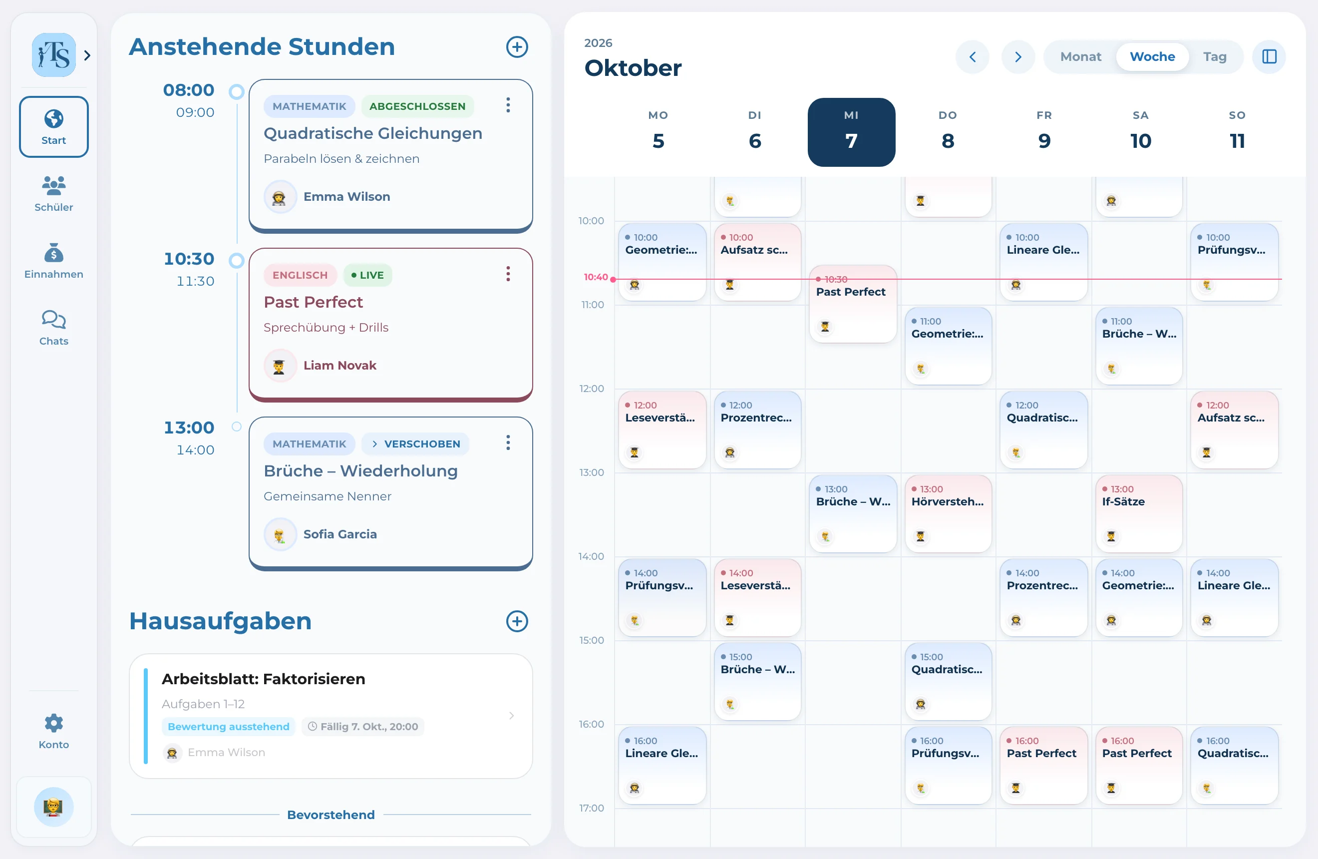 Teach Space — Arbeitsbereich der Lehrkraft